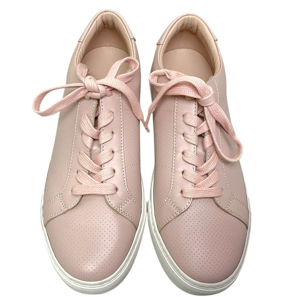 Greats Women's Size 8.5 Brooklyn Royale Pink & White Perforated Leather Sneakers